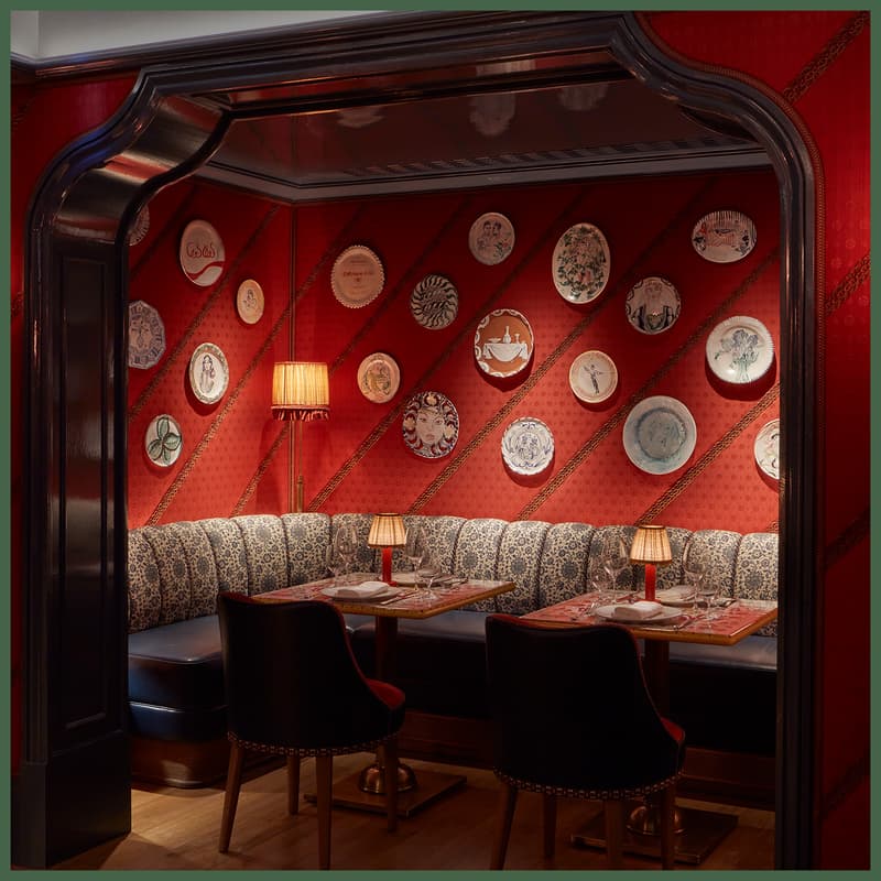 Dear Jackie at Broadwick Soho with handmade ceramic plates by artist Michaela Gall.