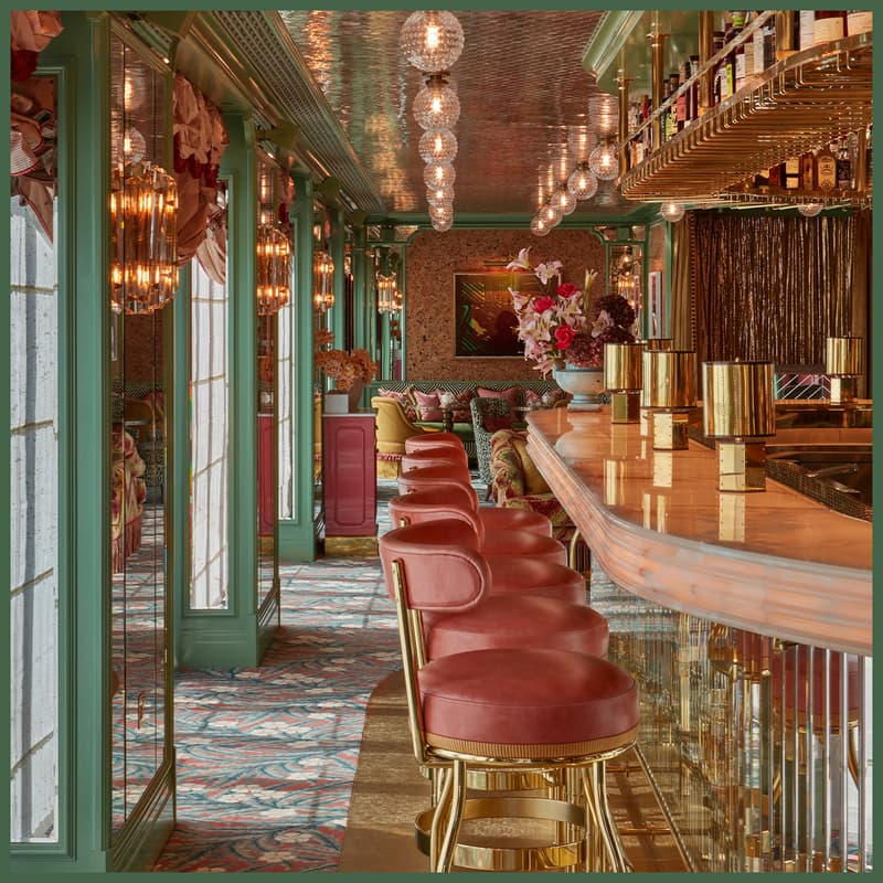 Onyx bar at Flute rooftop bar with Howard Hodgkin artwork at Broadwick Soho.